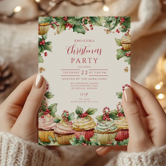 Holiday Cupcake Frohe Weihnachten Einladung