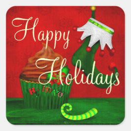Holiday Cupcake Whimsey PERSONALISIERT Quadratischer Aufkleber