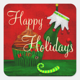 Holiday Cupcake Whimsey PERSONALISIERT Quadratischer Aufkleber