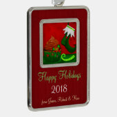 Holiday Cupcake Whimsey PERSONALISIERT Rahmen-Ornament Silber (Rechts)