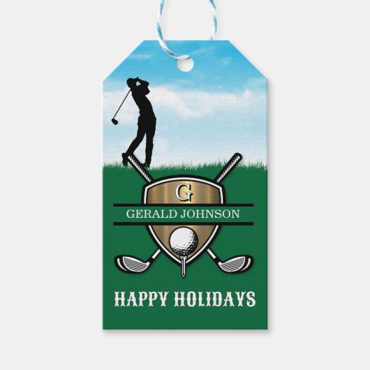 Holiday Custom Golf Monogram Design Geschenkanhänger (Vorderseite)