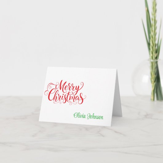 Holiday Custom Name Folded Note Cards Dankeskarte (Vorderseite)