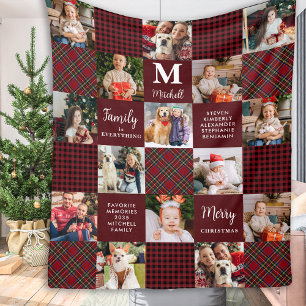 Holiday Custom Patchwork Kariert Familie 15 Fotos Fleecedecke