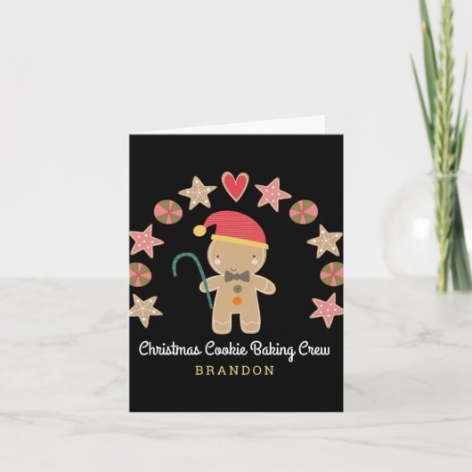 Holiday Cute Gingerbread Boy Cookie Baking Crew T Karte (Vorderseite)