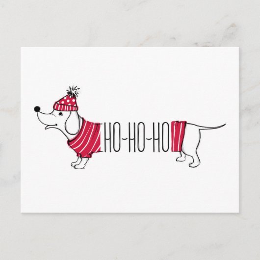 Holiday Dachsund | Ho-Ho Postkarte (Vorderseite)