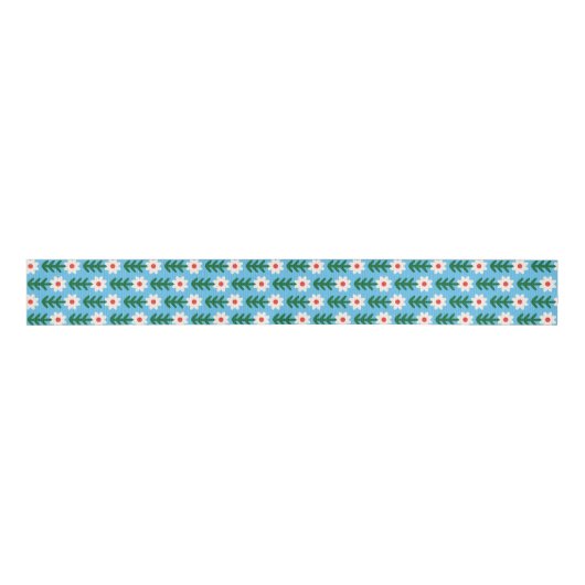 Holiday Daisies Red, Green & Blue Grosgrain Ribbon Ripsband (Vorderseite)