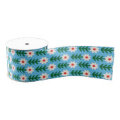 Holiday Daisies Red, Green & Blue Grosgrain Ribbon Ripsband (Spule)