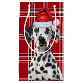 Holiday Dalmatian Dog Red Festive Plaid Christmas Kleine Geschenktüte