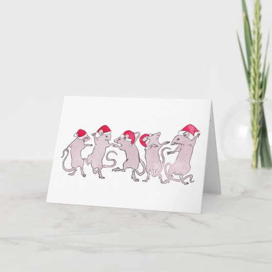 Holiday Dancing Rats Card Feiertagskarte (Vorderseite)
