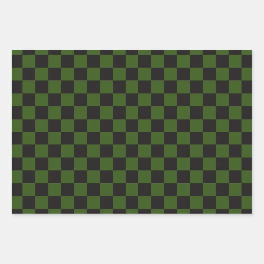 Holiday Dark Green Burgundy Gold Checkered Geschenkpapier Set (Vorderseite)
