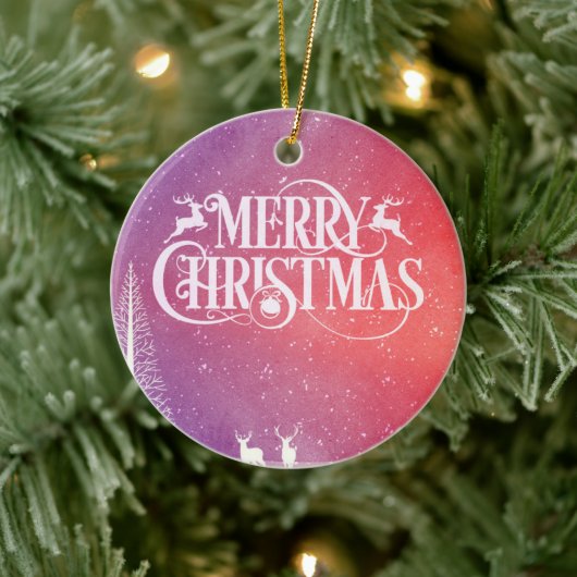 Holiday Deer Landscape Keramik Ornament (Baum)
