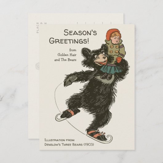 Holiday Denslow's Three Bears Ice-Skaten CC0887 Postkarte (Vorne/Hinten)