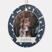 Holiday Dog Bone & Pawprint Personalisiertes Pet-F Keramik Ornament (Links)