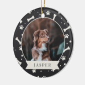 Holiday Dog Bone & Pawprint Personalisiertes Pet-F Keramik Ornament (Links)