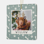 Holiday Dog Bone & Pawprint Personalisiertes Pet-F Keramikornament (Links)