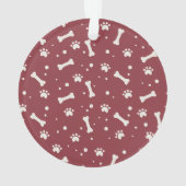 Holiday Dog Bone & Pawprint Personalisiertes Pet-F Ornament (Rückseite)