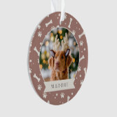 Holiday Dog Bone & Pawprint Personalisiertes Pet-F Ornament (Vorderseite)