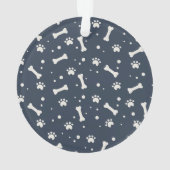 Holiday Dog Bone & Pawprint Personalisiertes Pet-F Ornament (Rückseite)