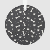 Holiday Dog Bone & Pawprint Personalisiertes Pet-F Ornament (Rückseite)