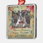 Holiday Dog Foto mit festlichen Weihnachten Floral Ornament Aus Metall (Links)