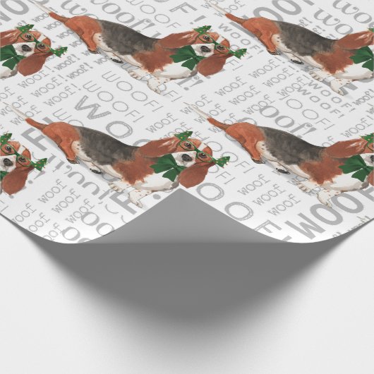 Holiday Dog Lover Basset Weihnachten Geschenkpapier (Ecke)
