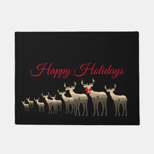 Holiday Doormat-Happy Holidays Tan Deer/Elk Fußmatte (Vorderseite)
