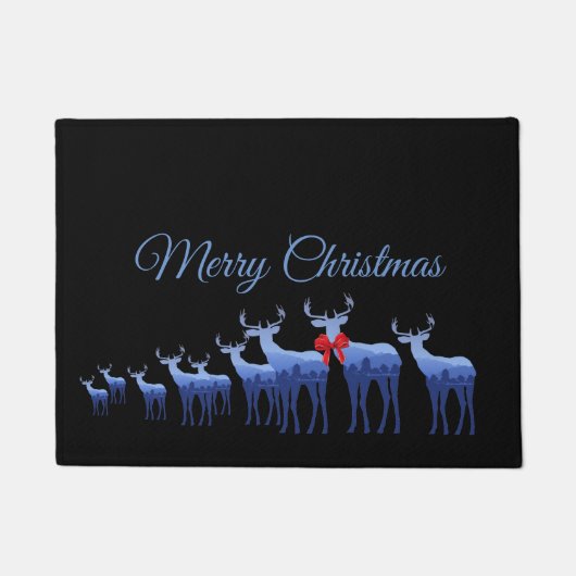 Holiday Doormat-Merry Christmas Blue Deer/Elk Fußmatte (Vorderseite)