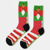 Holiday Dots, Stripes and Gnomes Socken (Linkes Detail)