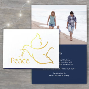 Holiday Dove Elegante Peace Navy Blue Modernes Fot Folienkarte