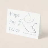 Holiday Dove Hope Joy Peace Green Typografy Foto Folienkarte (Vorderseite)