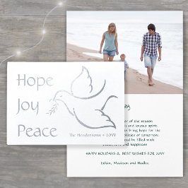 Holiday Dove Hope Joy Peace Green Typografy Foto Folienkarte