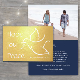 Holiday Dove Modern Hope Joy Peace Navy Blue Foto Folienkarte