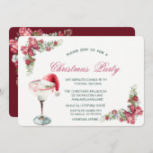Holiday Drink Santa Hat Branches Christmas Einladung (Vorne/Hinten)