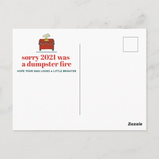 Holiday Dumpster Fire Postcard - "Sorry Postkarte (Rückseite)