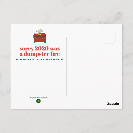 Holiday Dumpster Fire Postcard - "Sorry Postkarte (Rückseite)