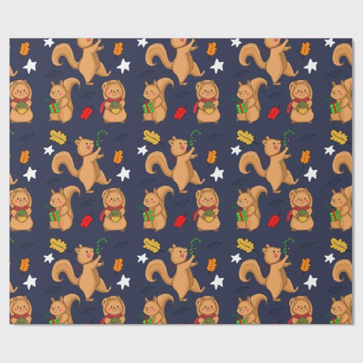 Holiday Eichhörnchen Muster Geschenkpapier (Flach)