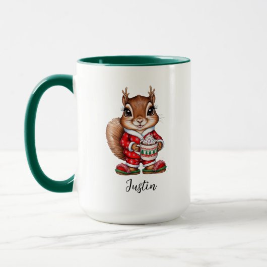 Holiday Eichhörnchen Personalisierte Weihnachtsfei Tasse (Links)