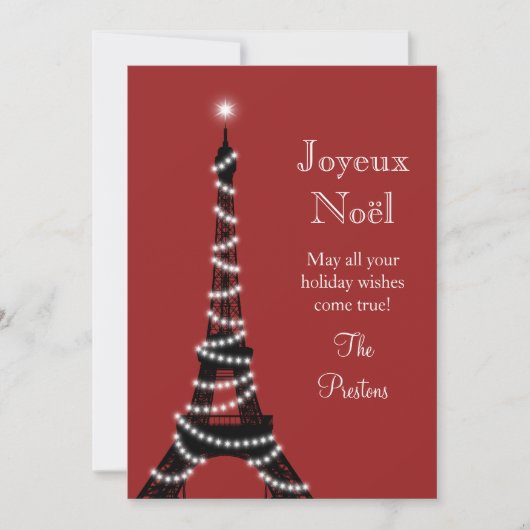 Holiday Eiffel Tower Card rot Feiertagskarte (Vorderseite)