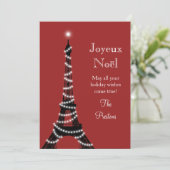 Holiday Eiffel Tower Card rot Feiertagskarte (Stehend Vorderseite)