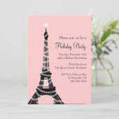 Holiday Eiffel Tower Einladung pink (Stehend Vorderseite)