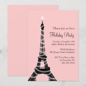 Holiday Eiffel Tower Einladung pink (Vorne/Hinten)