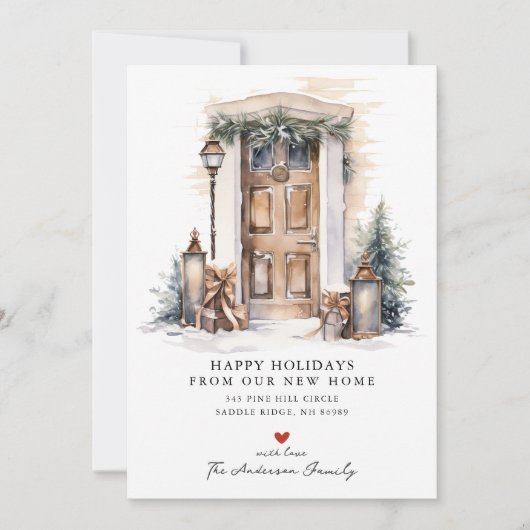 Holiday Eintritt in New Zuhause Moving Ankündigung (Vorderseite)