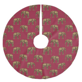 Holiday Elegant Gold Red Animal Elephant Polyester Weihnachtsbaumdecke