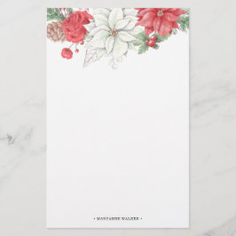 Holiday Elegante Foliage Monogram Stationery Briefpapier