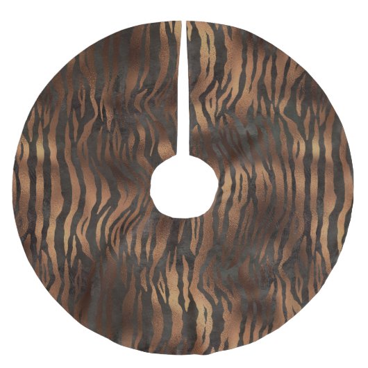 Holiday Elegante Tiger Print Bronze Siena Polyester Weihnachtsbaumdecke (Vorderseite)