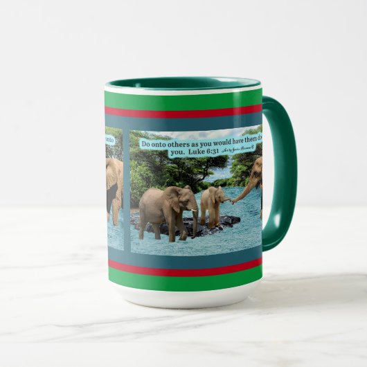 Holiday Elephant Scripture Luke 6:31 Tasse (VorderseiteRechts)