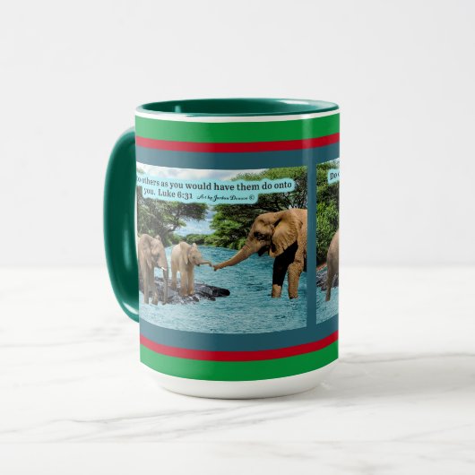 Holiday Elephant Scripture Luke 6:31 Tasse (Vorderseite Links)