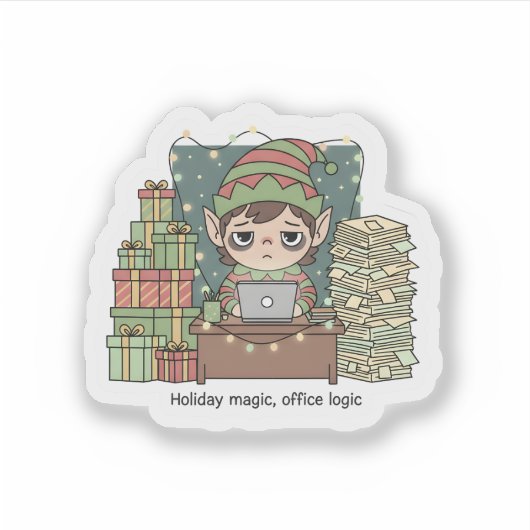 Holiday Elf Workload – Funny Christmas Sticker (Vorderseite)