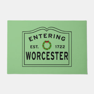 Holiday Entering Worcester, MA Christmas Wreath Do Fußmatte