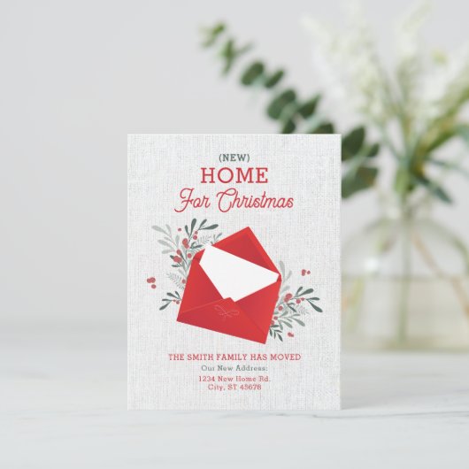 Holiday Envelope Floral Neue Zuhause zu Weihnachte Einladung (Stehend Vorderseite)